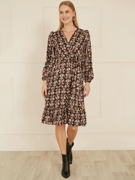 Yumi Ikat Skater Dress, Black - view 2, Black