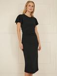 Yumi Ruched Midi Dress, Black