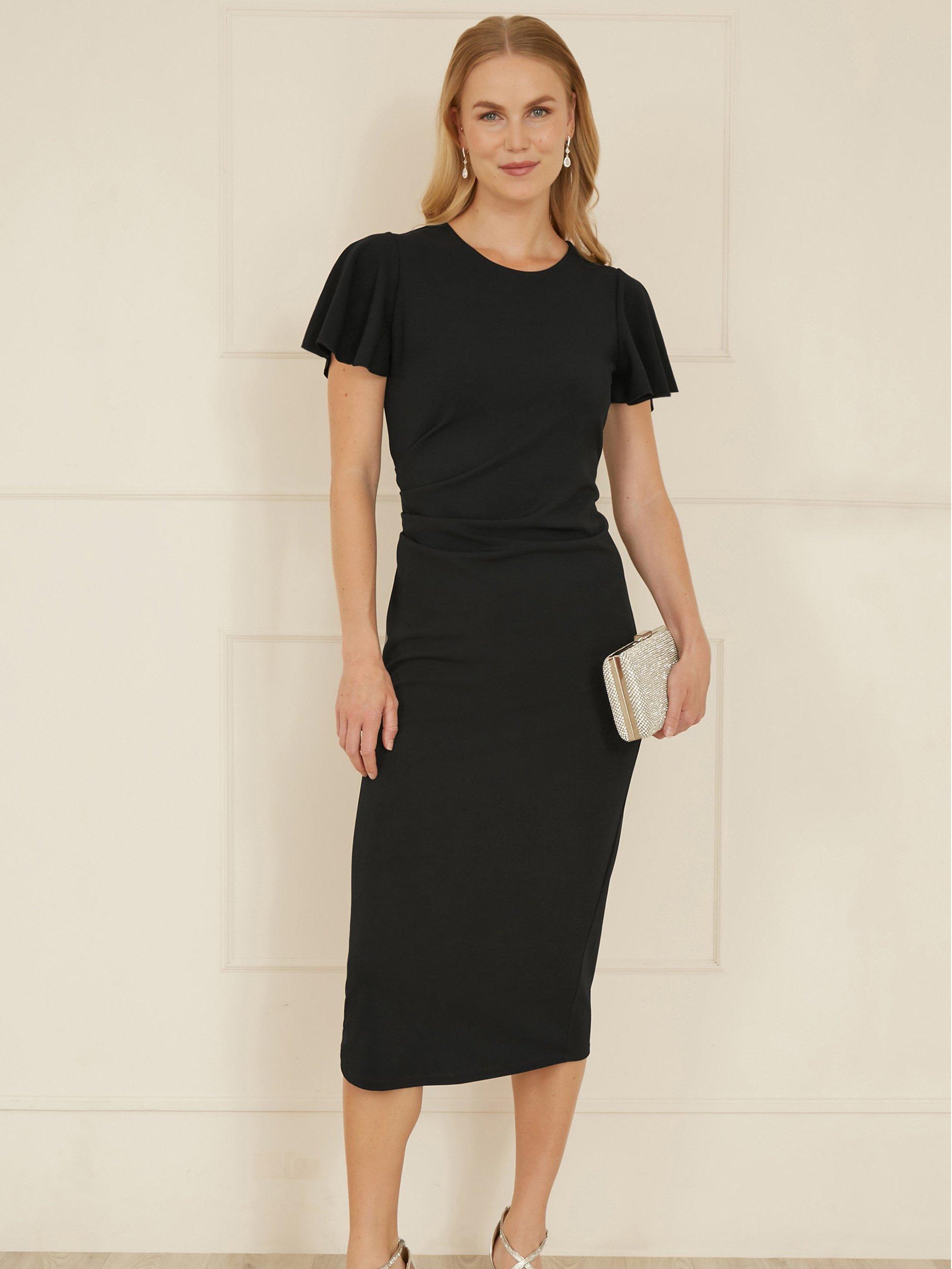 Product image 2 of 4, which shows Yumi Ruched Midi Dress, Black, 8