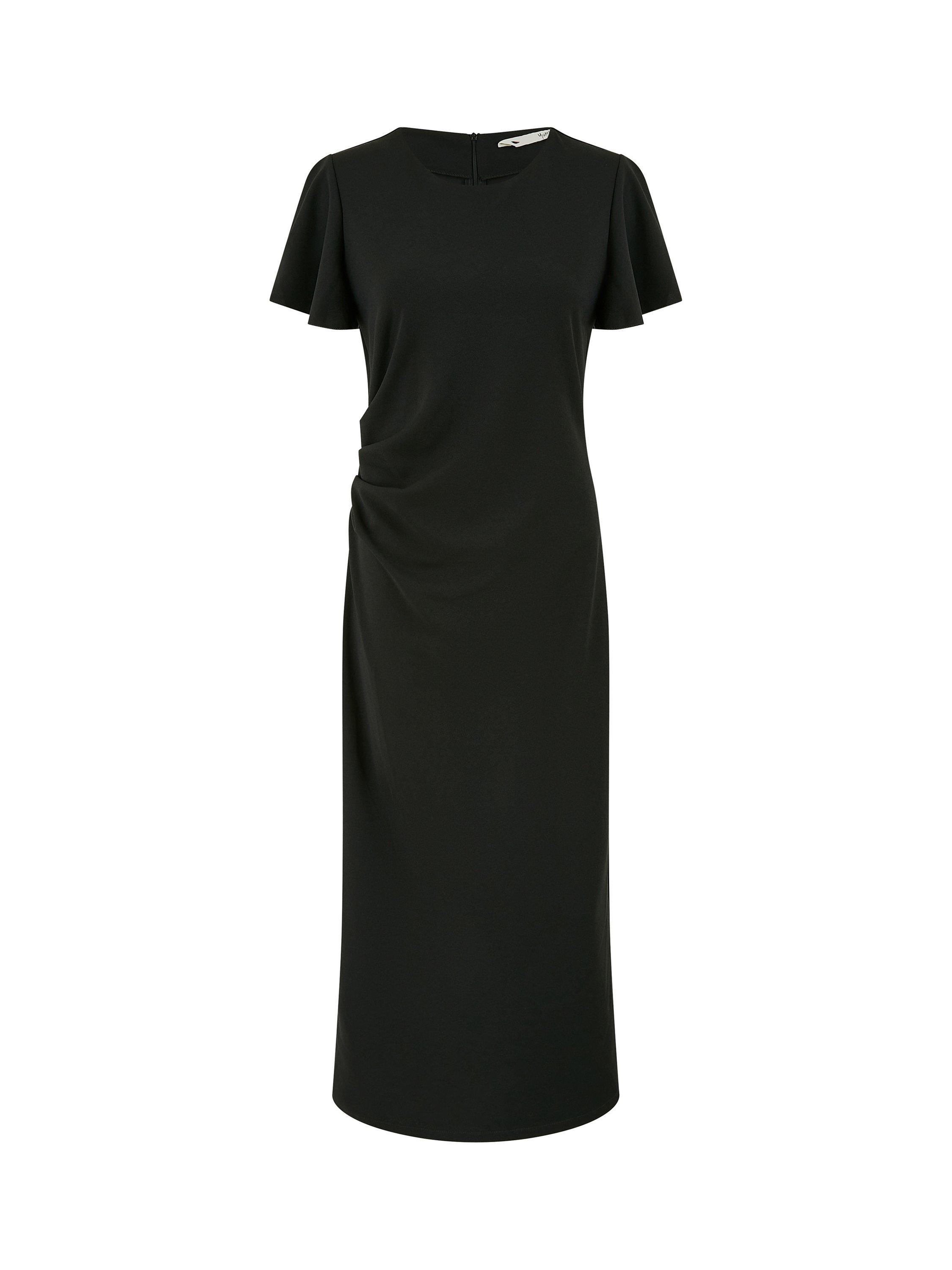 Product image 4 of 4, which shows Yumi Ruched Midi Dress, Black, 8