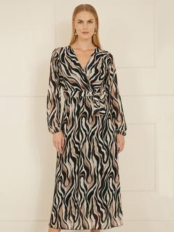 Yumi Animal Swirl Wrap Dress, Black, Black