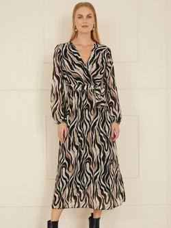 Yumi Animal Swirl Wrap Dress, Black - view 2, Black