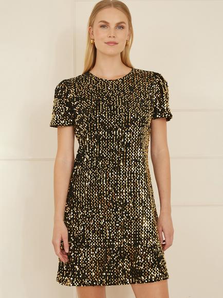 Yumi Sequin Tunic Dress, Gold