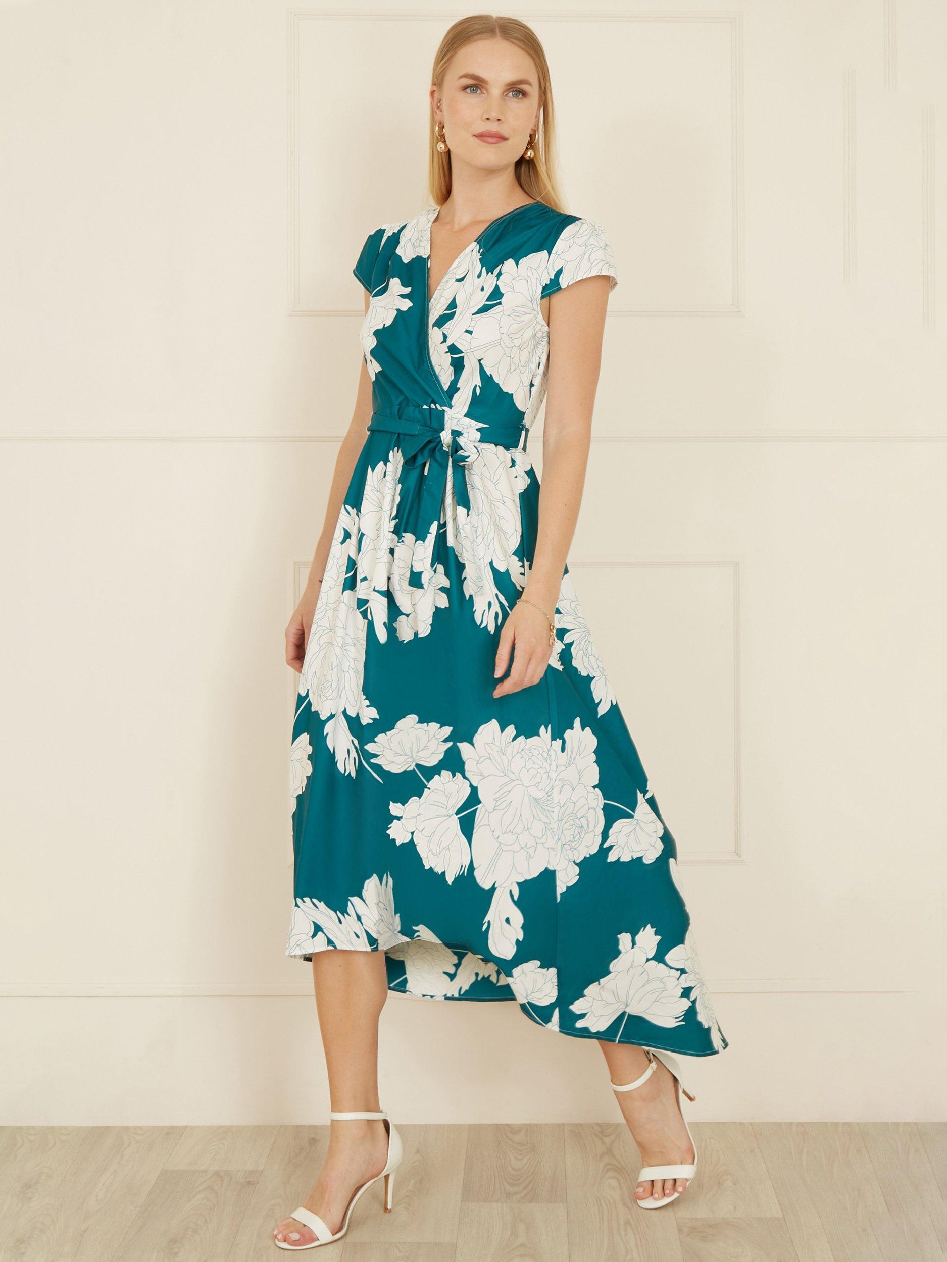 Product image 3 of 5, which shows Yumi Blossom Wrap Midi Dress, Green, 8