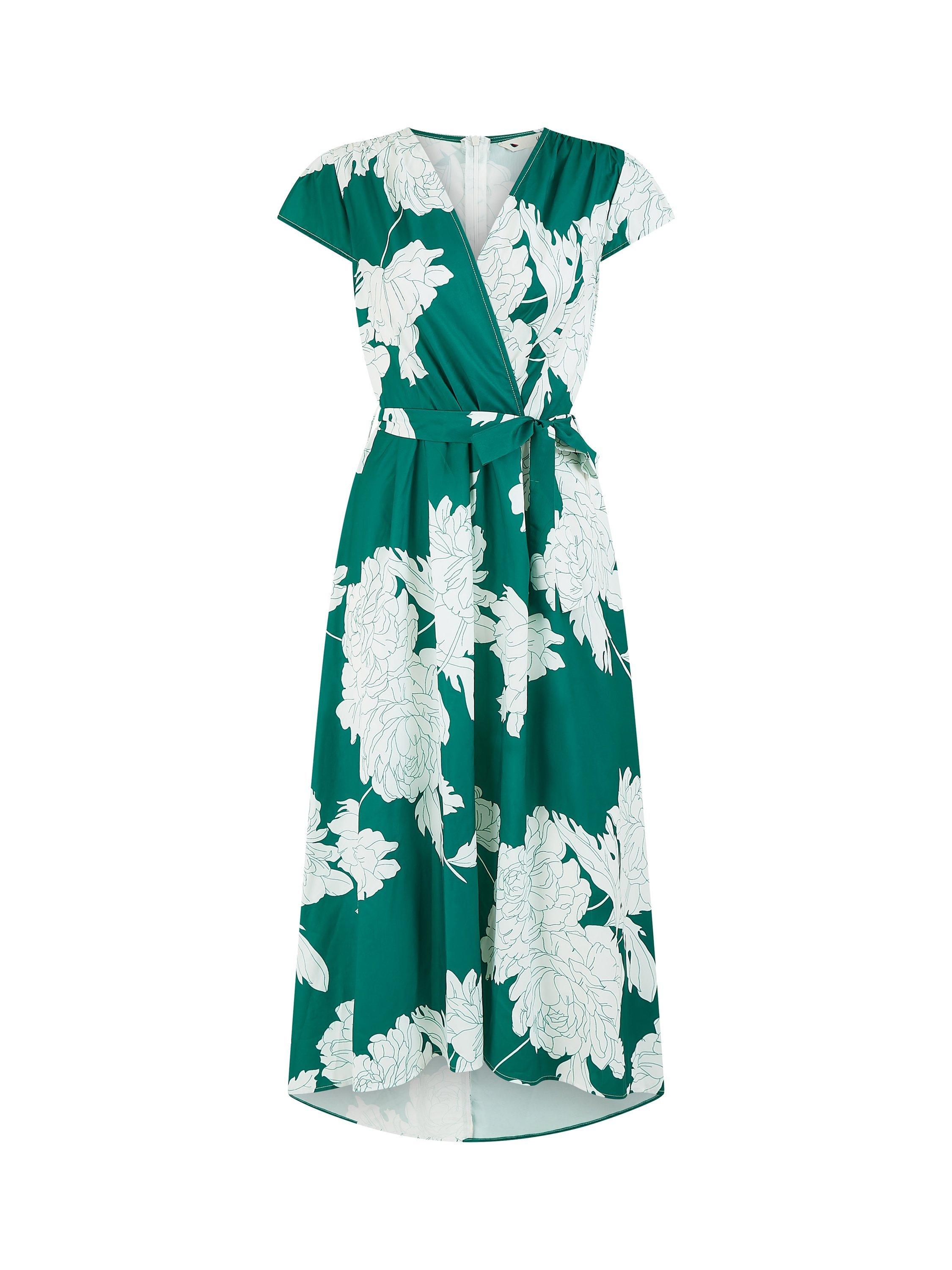 Product image 5 of 5, which shows Yumi Blossom Wrap Midi Dress, Green, 8