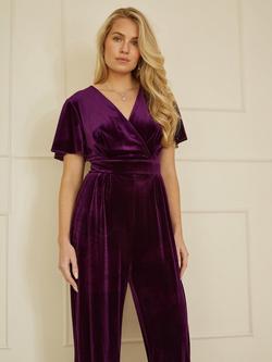 Yumi Velvet Angel Sleeve Jumpsuit - view 2, Purple