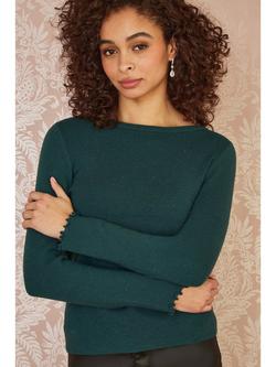 Yumi Sparkle Knit Jumper, Green, Green
