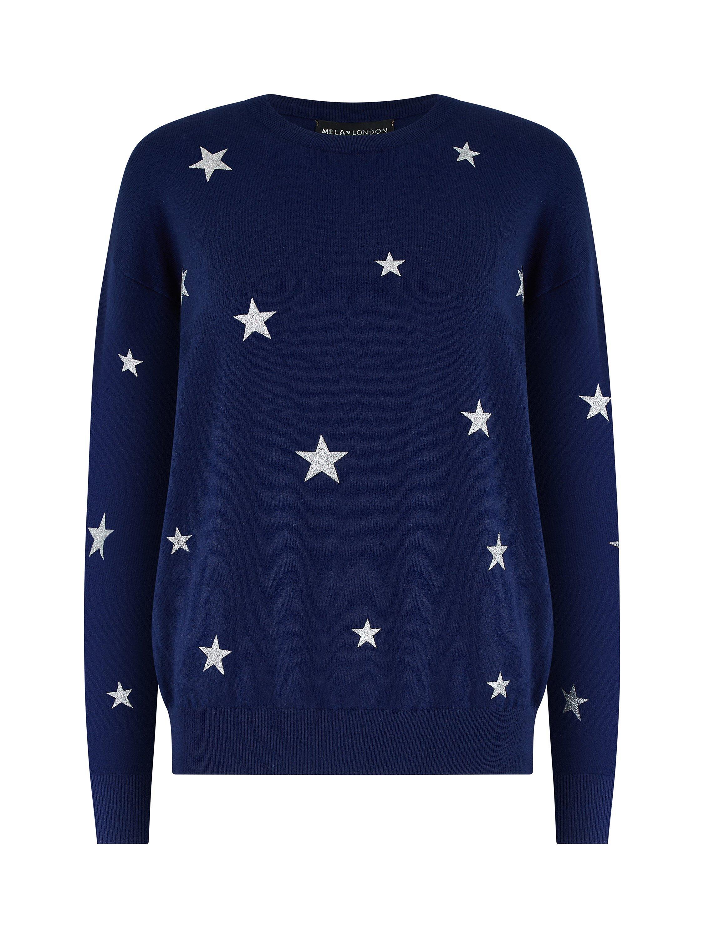 Yumi Foil Stars Jumper Navy