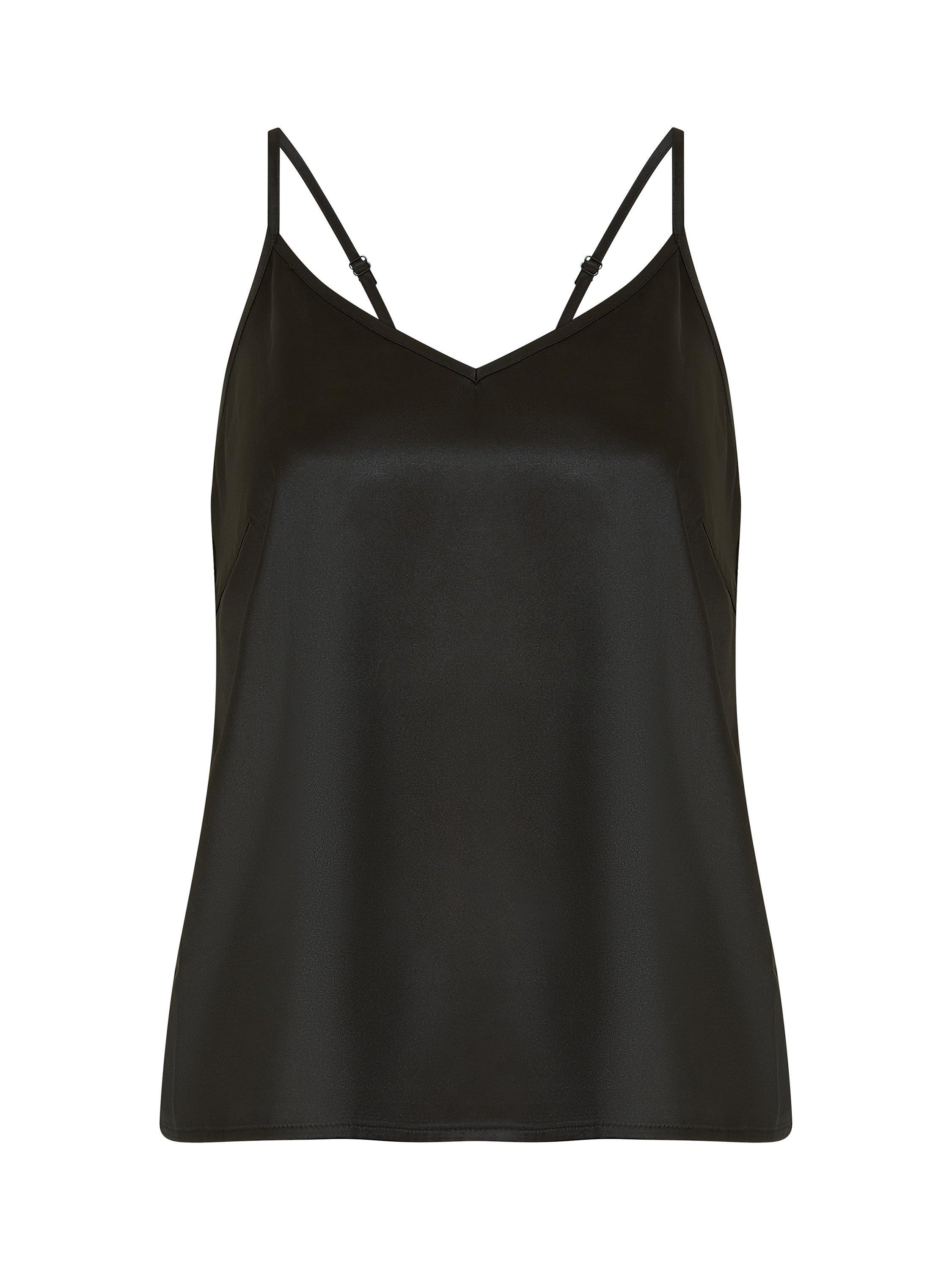 Product image 4 of 4, which shows Yumi Satin Cami Top, Black, 8