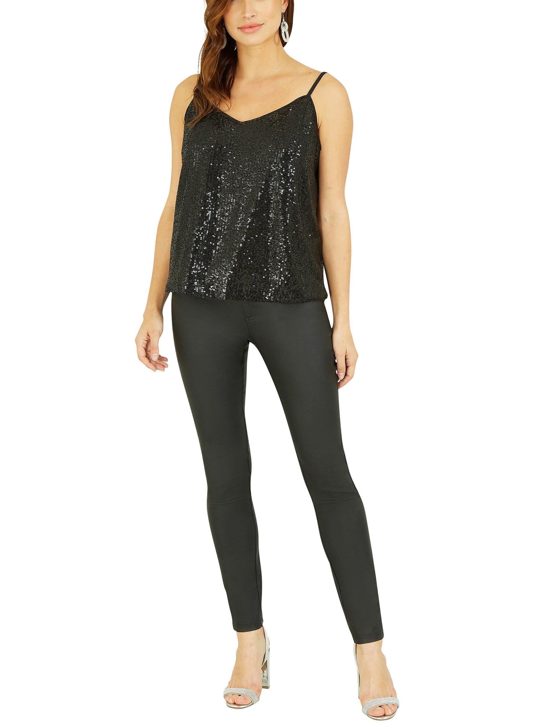 Yumi Sequin Vest Top, Black