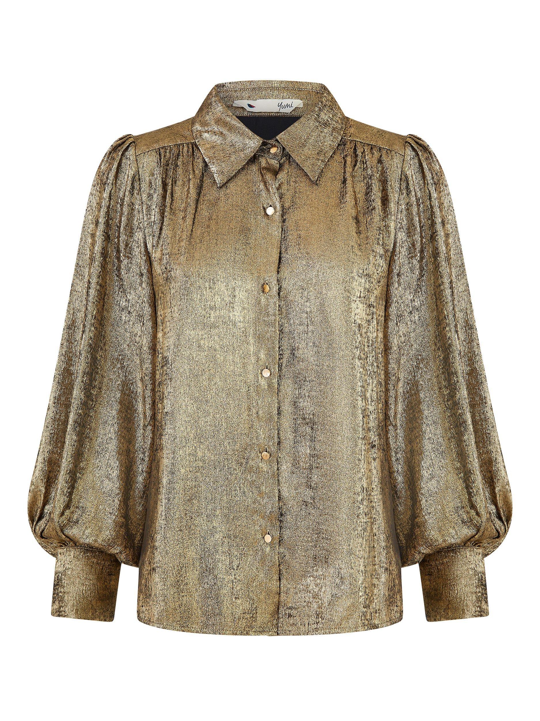 Product image 6 of 6, which shows Yumi Metallic Relaxed Shirt, Gold, 8