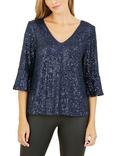 Yumi Flute Sleeve Sequin Top