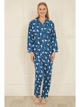 Yumi Polar Bear Print Brushed Cotton Pyjamas, Navy