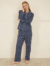 Chelsea Peers Organic Cotton Sausage Dog Short Pyjama Set Off White