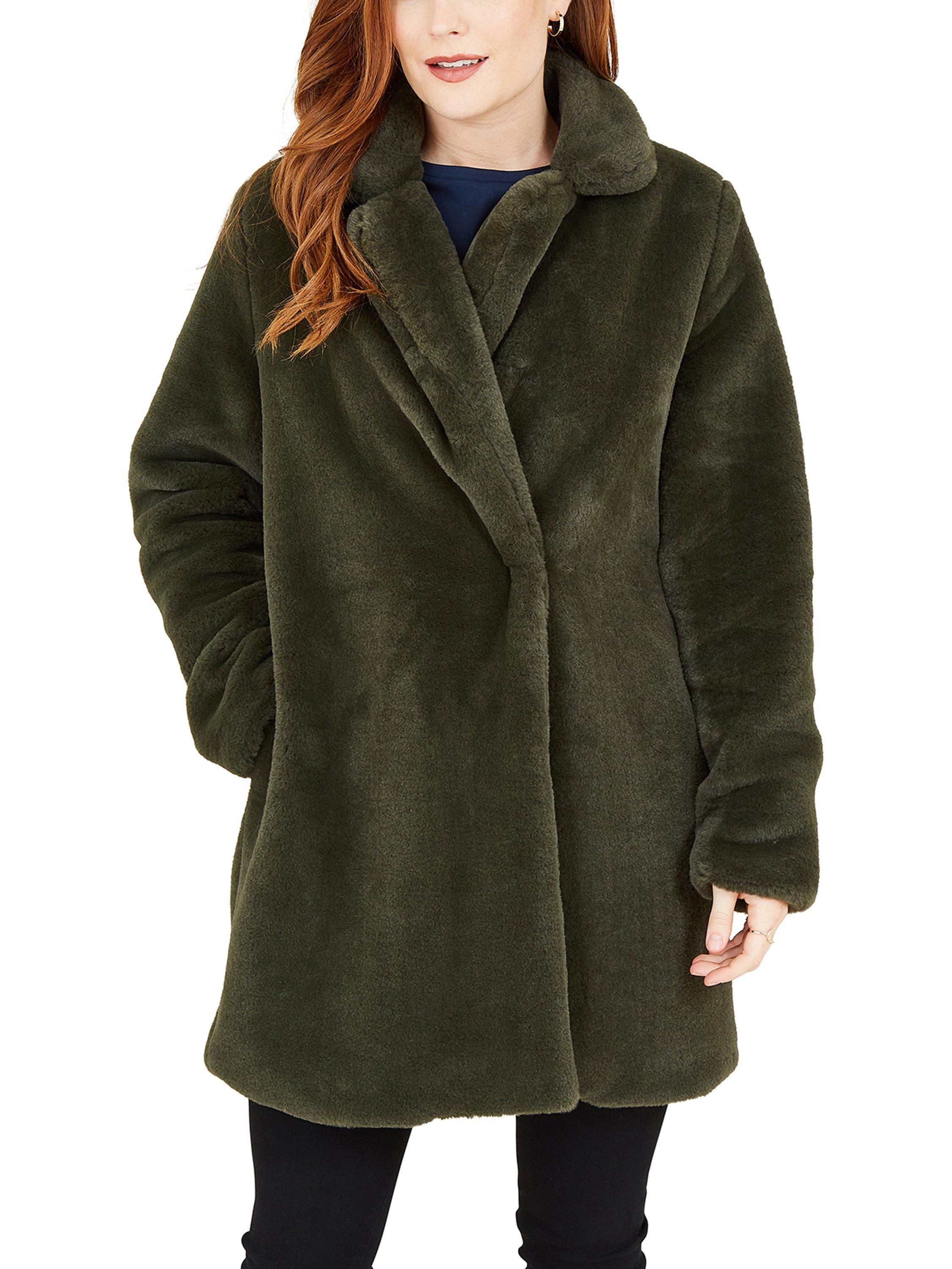 Product image 1 of 4, which shows Yumi Fur Coat, Khaki, 8