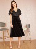 Yumi Sequin Bodice Velvet Skater Midi Dress