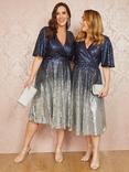 Yumi Ombre Sequin Midi Wrap Dress
