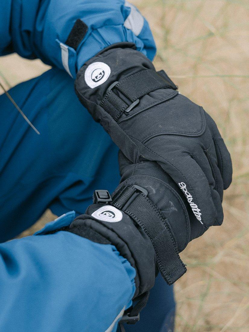 Product image 5 of 5, which shows Spotty Otter Kids' Patrol Winter Gloves, Black, 7-8 years
