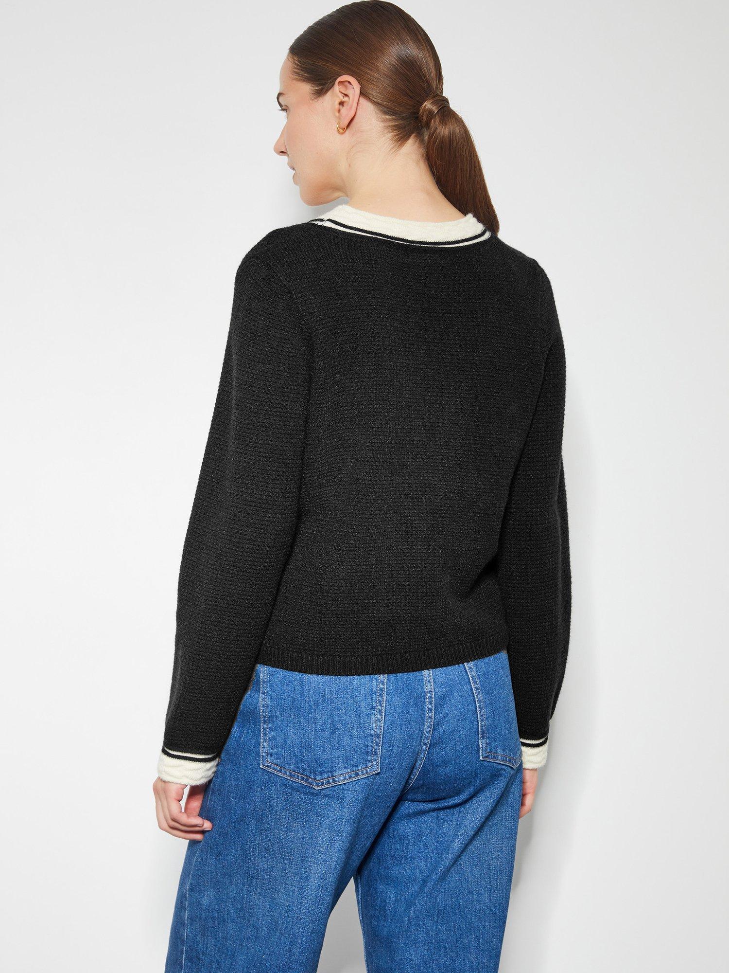 Product image 4 of 4, which shows Monsoon Pia Colour Contrast Cardigan, Black, S