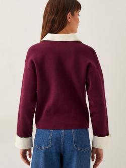 Monsoon Nyla Knit Mix Jacket, Burgundy - view 2, Burgundy