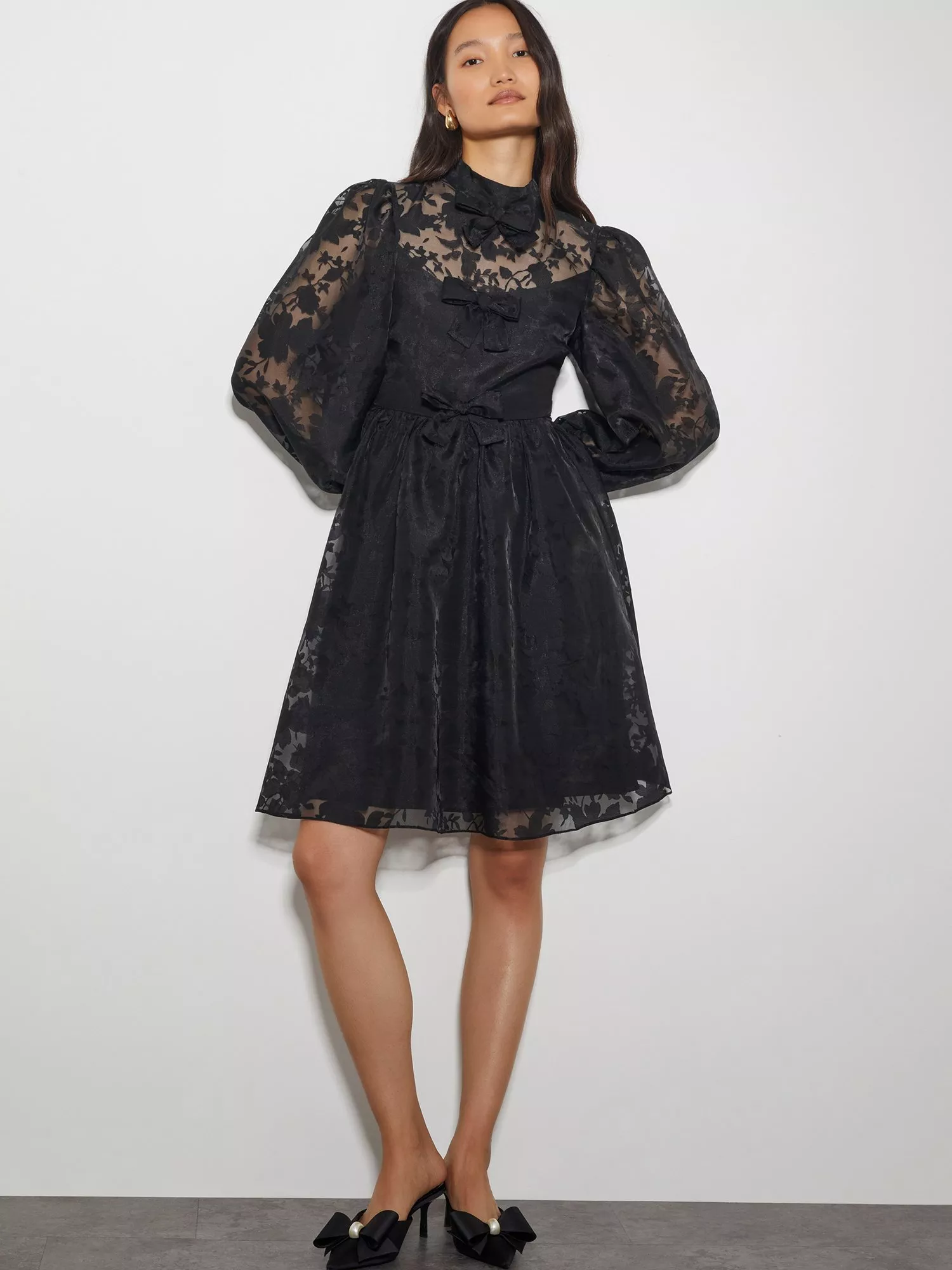 Monsoon Alba Floral Dress Black