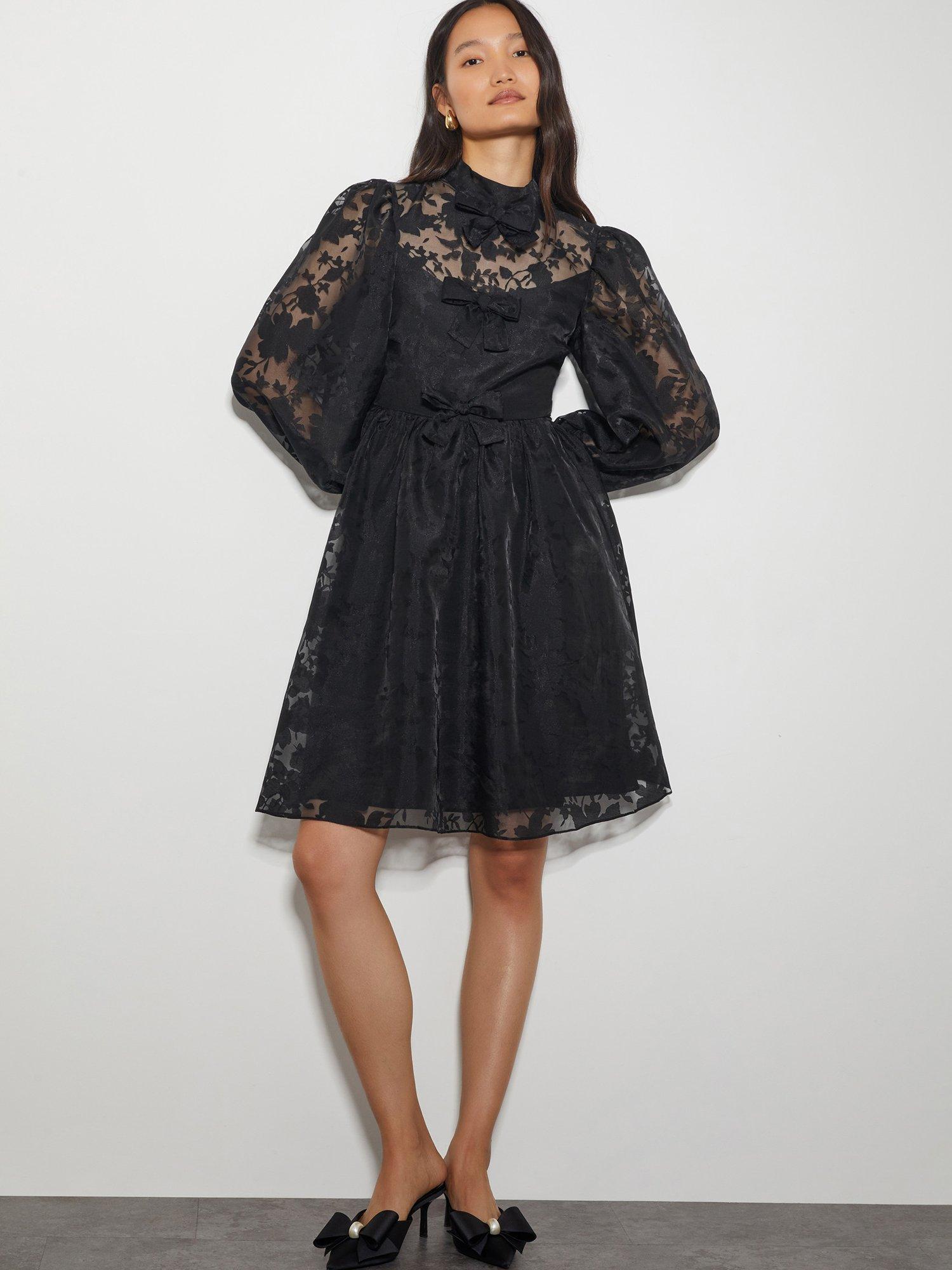Product image 1 of 4, which shows Monsoon Alba Floral Dress, Black, 8