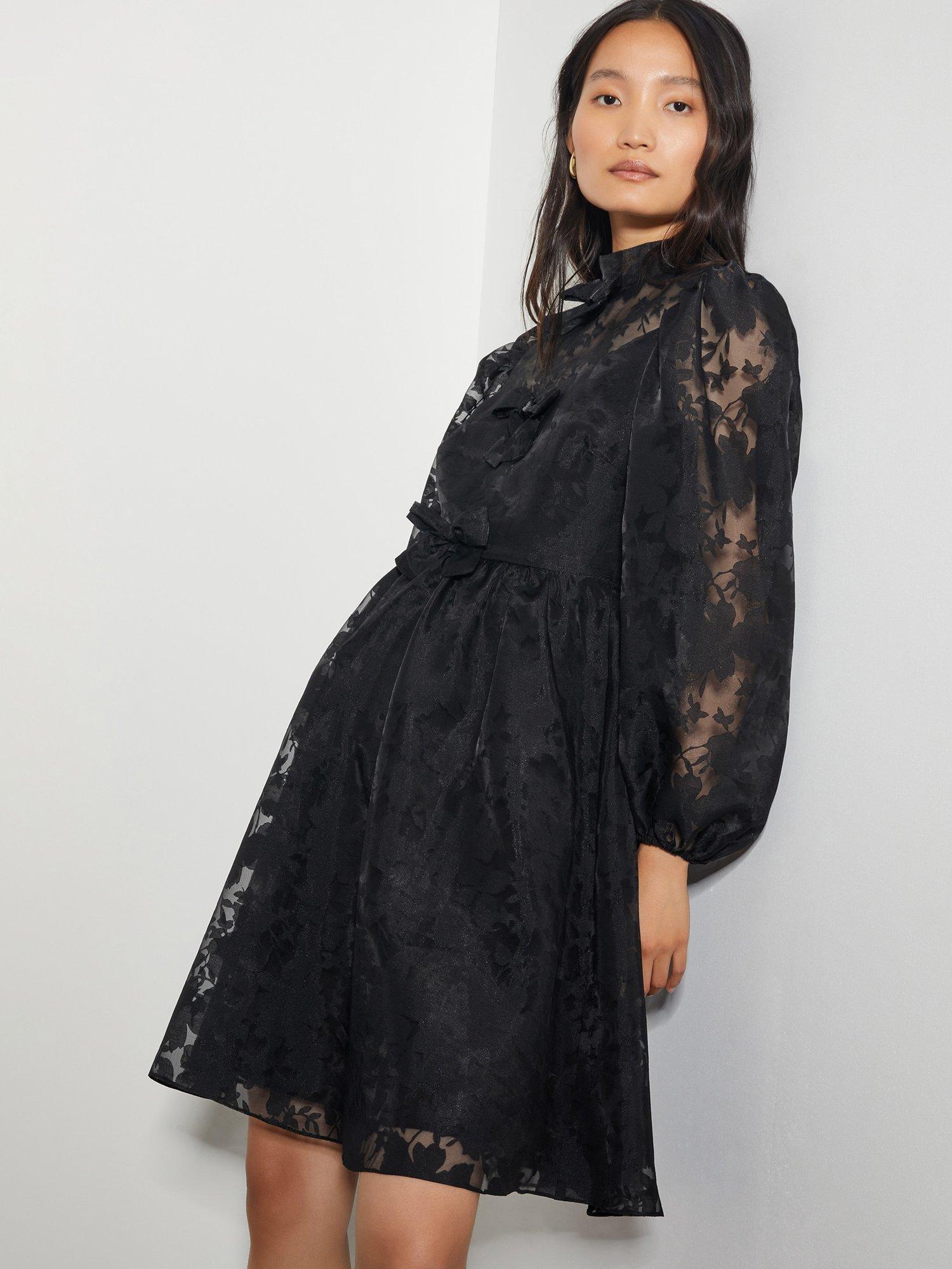 Product image 4 of 4, which shows Monsoon Alba Floral Dress, Black, 8