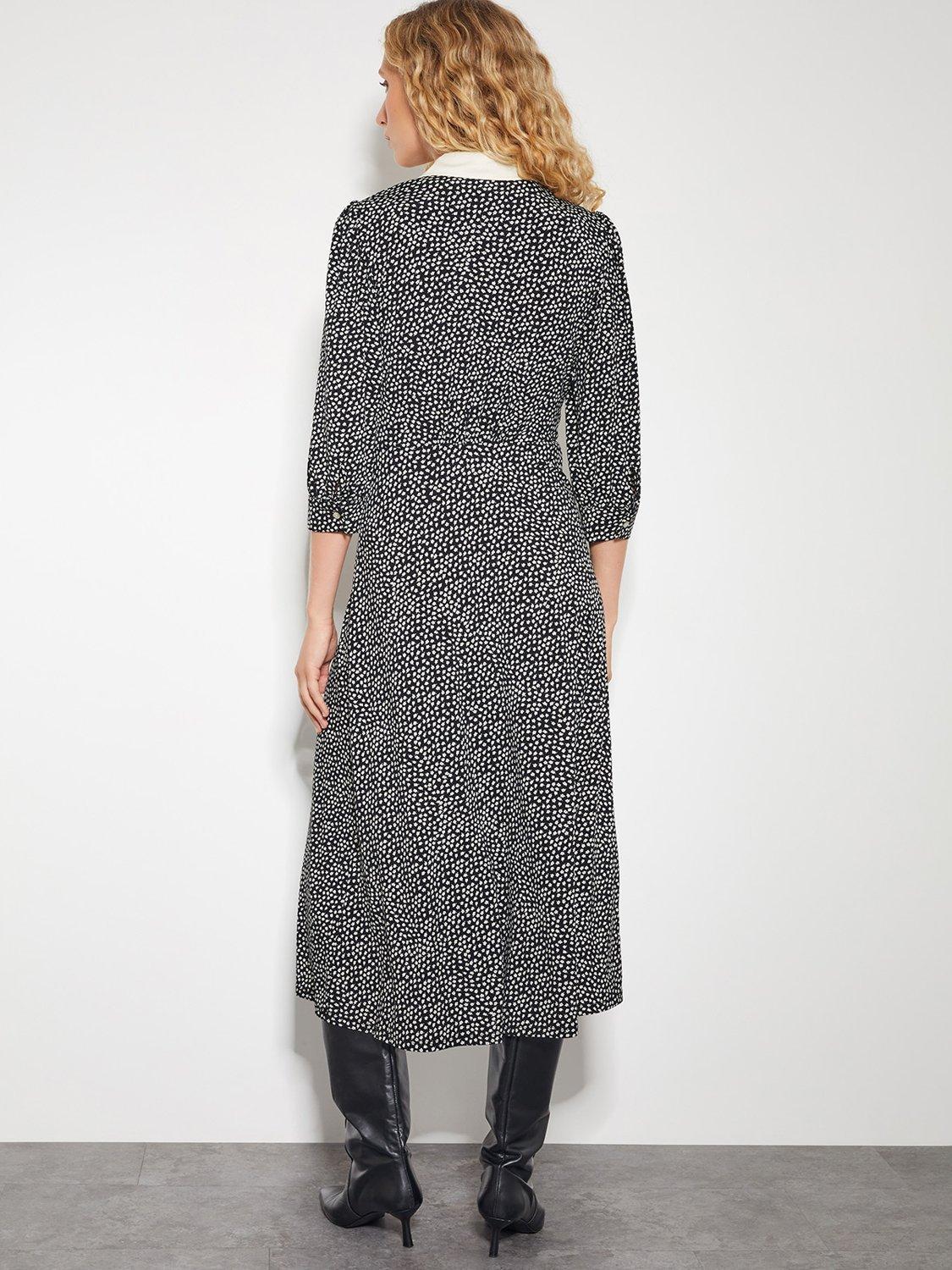 Product image 3 of 6, which shows Monsoon Arielle Print Dress, Black, S