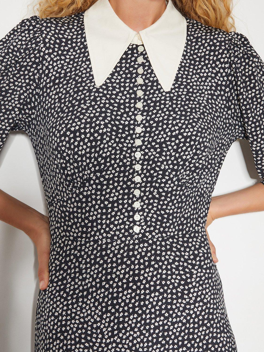 Product image 4 of 6, which shows Monsoon Arielle Print Dress, Black, S