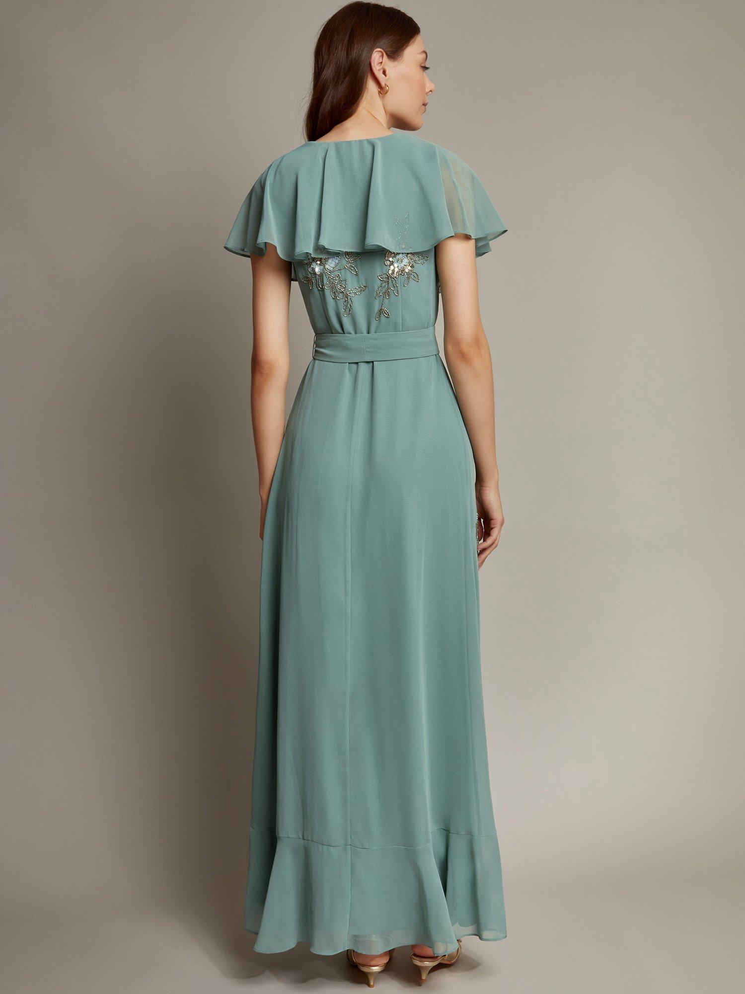 Product image 4 of 5, which shows Monsoon Ausha Ruffle Maxi Dress, Green, 6