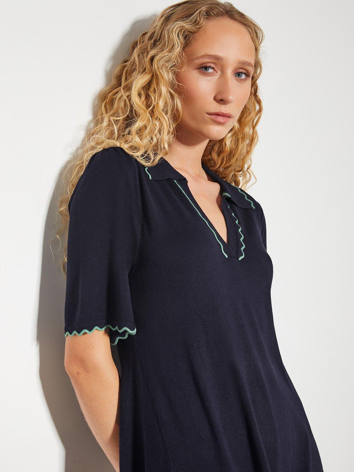 Product image 4 of 5, which shows Monsoon Cole Collar Dress, Navy, S
