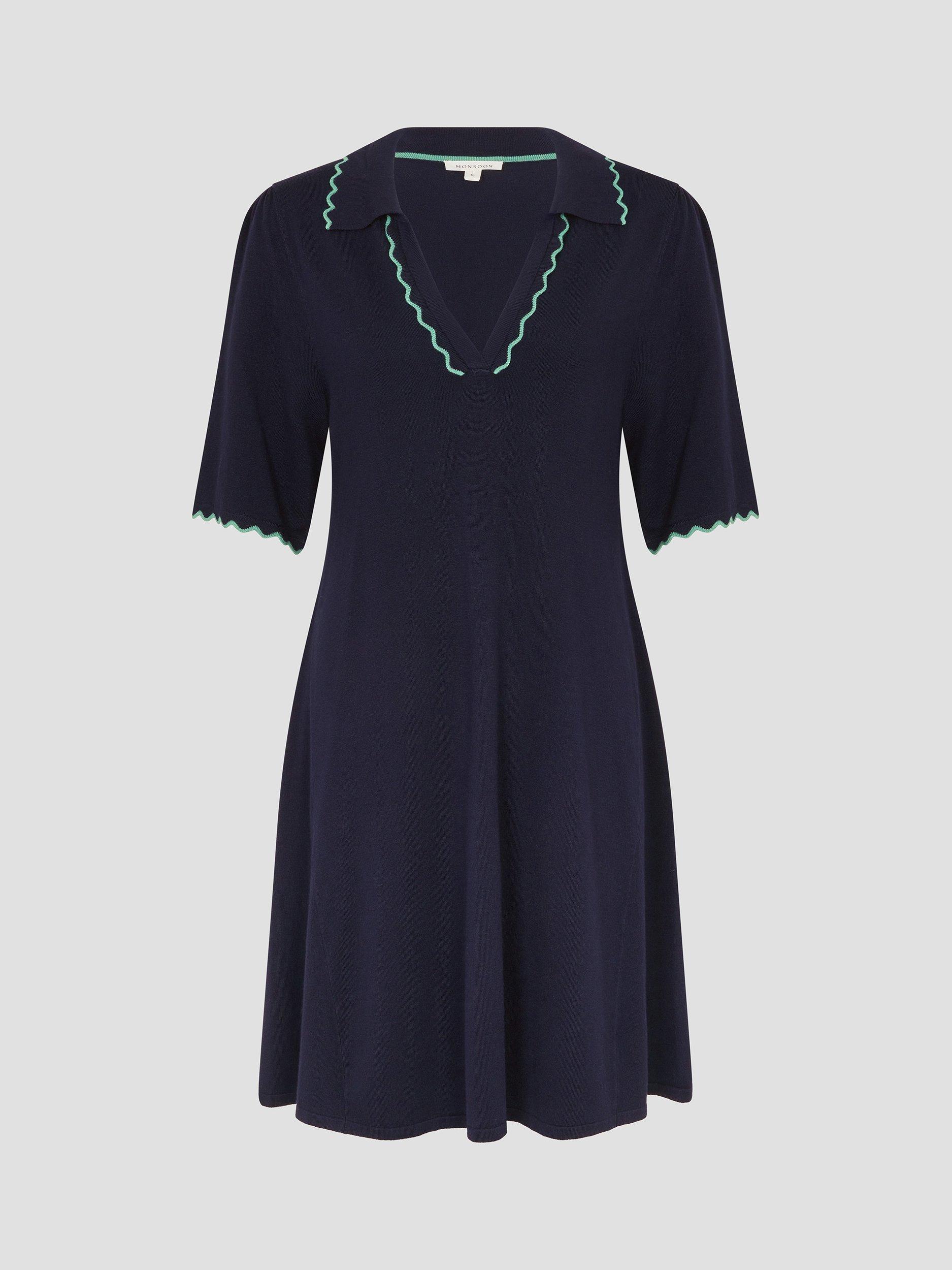 Product image 5 of 5, which shows Monsoon Cole Collar Dress, Navy, S