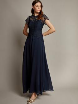 Monsoon Monica Lace Bodice Maxi Dress, Navy