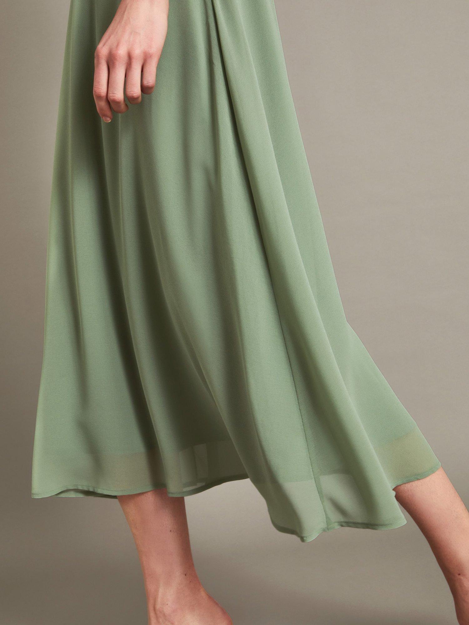 Product image 4 of 5, which shows Monsoon Monica Lace Midi Dress, Olive, 8