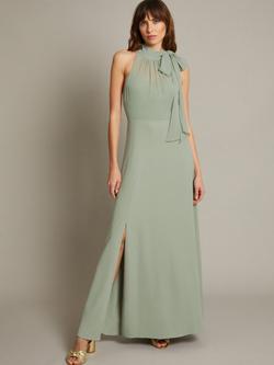 Monsoon Monika Halter Maxi Dress, Sage, Sage