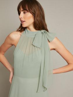 Monsoon Monika Halter Maxi Dress, Sage - view 2, Sage