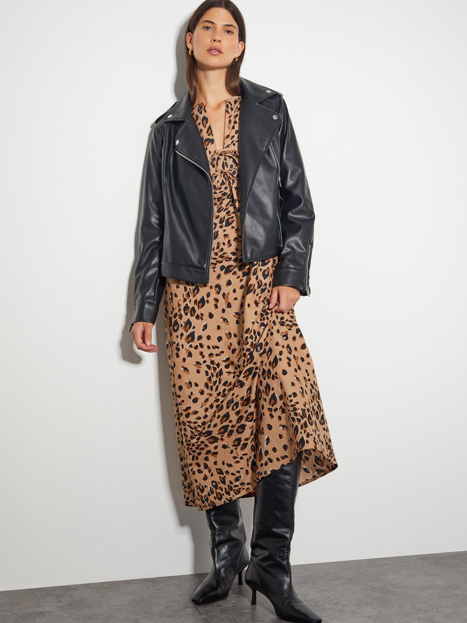Product image 5 of 6, which shows Monsoon Raife Animal Print Tie Midi Dress, Natural, L