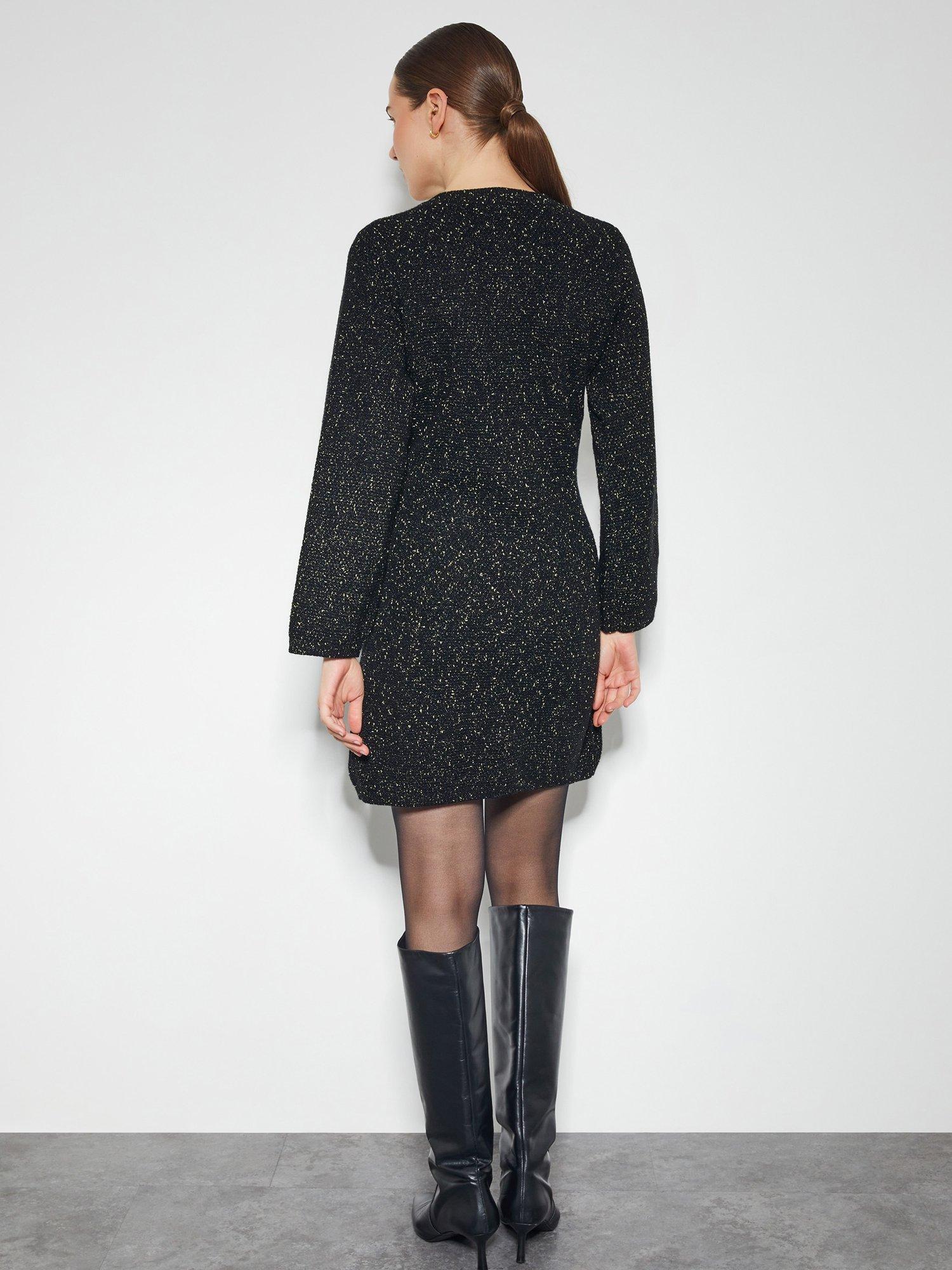 Product image 4 of 4, which shows Monsoon Saskia Tweed Dress, Black, M