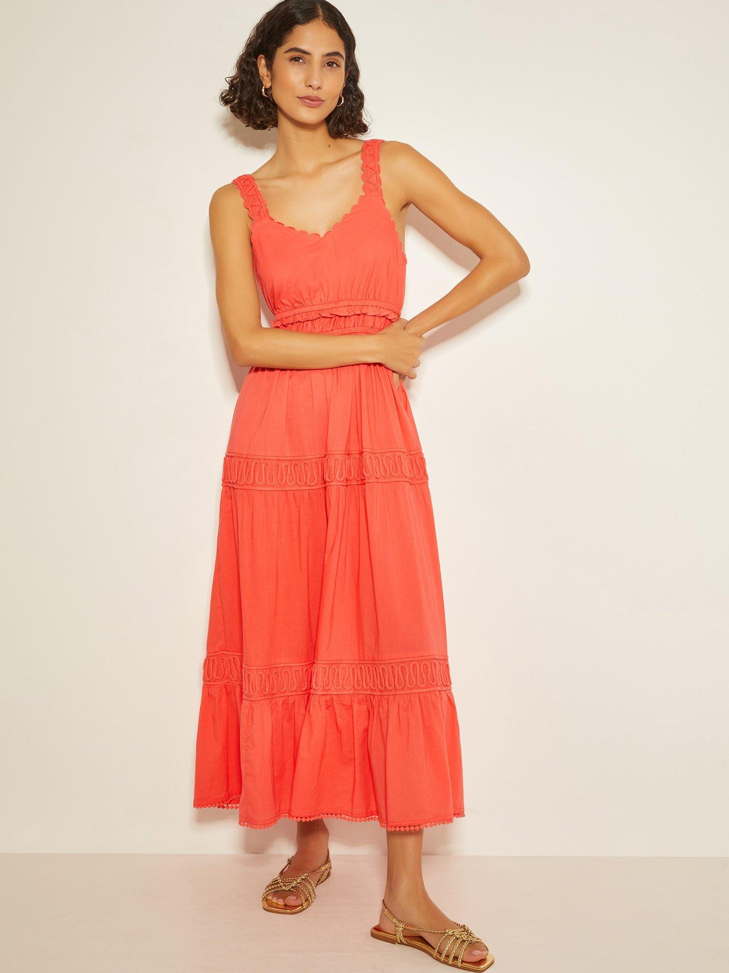 Product image 1 of 4, which shows Monsoon Sonya Maxi Dress, Pink, S