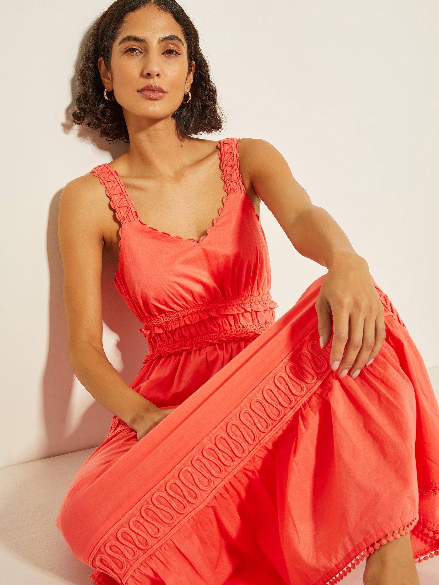Product image 2 of 4, which shows Monsoon Sonya Maxi Dress, Pink, S