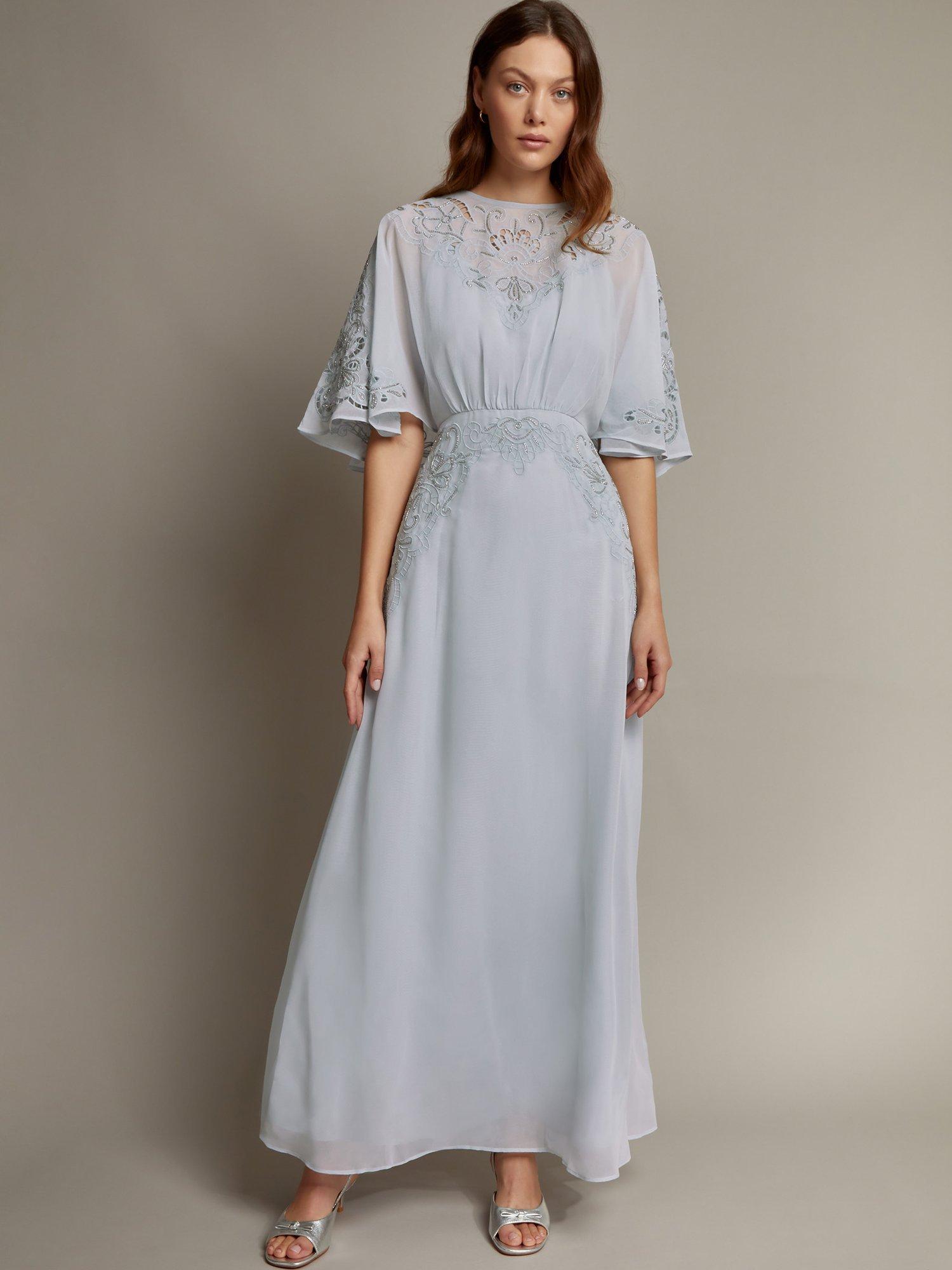 Product image 1 of 5, which shows Monsoon Tatiana Maxi Dress, Pale Blue, 18