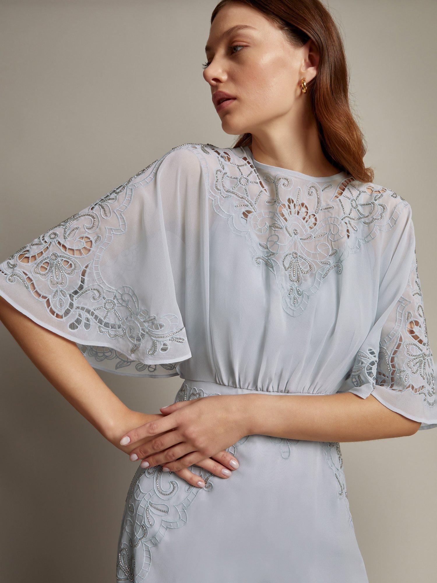 Product image 4 of 5, which shows Monsoon Tatiana Maxi Dress, Pale Blue, 18