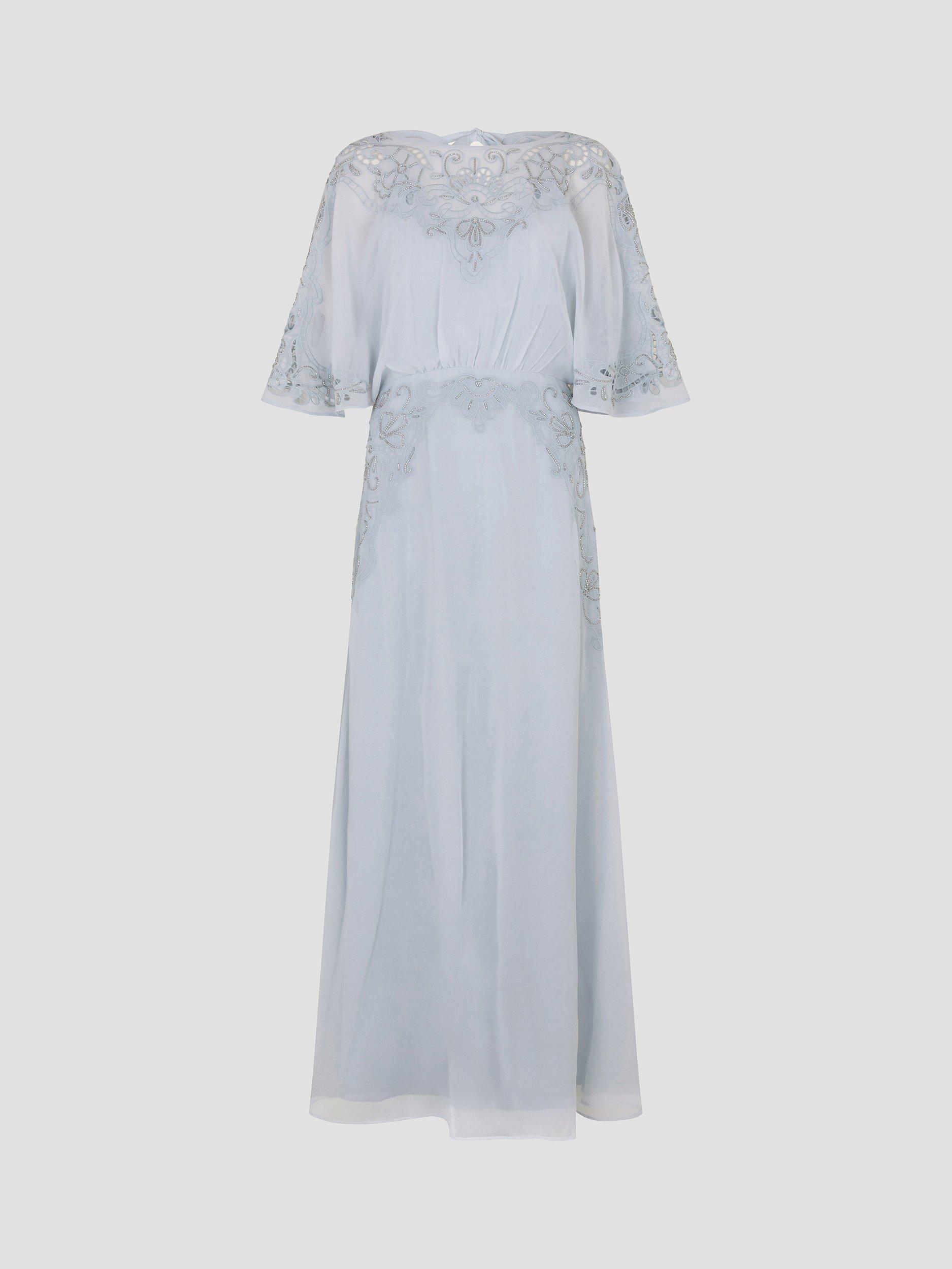 Product image 5 of 5, which shows Monsoon Tatiana Maxi Dress, Pale Blue, 18