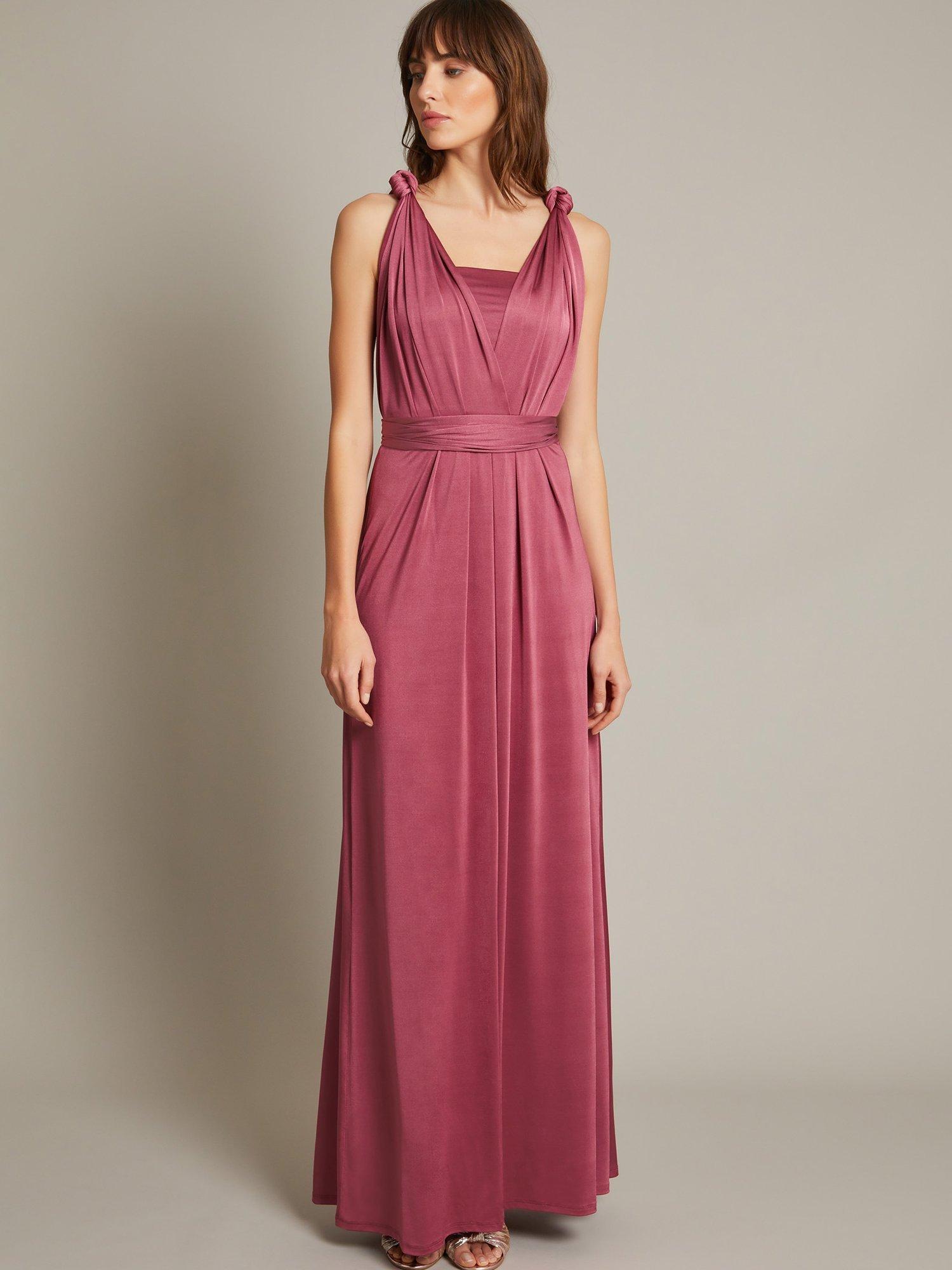 Product image 1 of 5, which shows Monsoon Thea Twist Maxi Dress, Dark Pink, 6