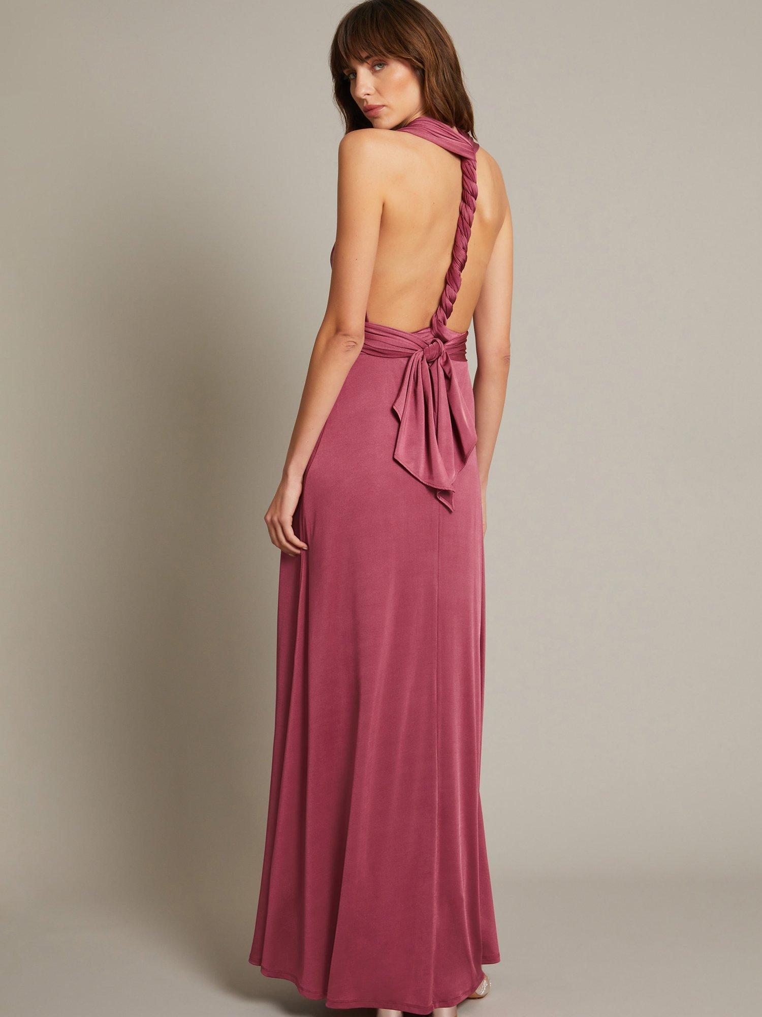 Product image 3 of 5, which shows Monsoon Thea Twist Maxi Dress, Dark Pink, 6