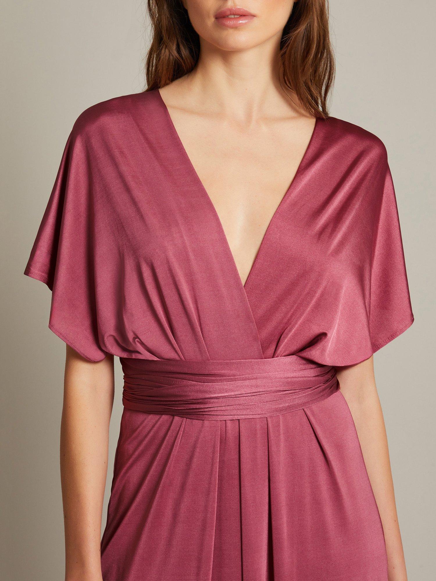 Product image 4 of 5, which shows Monsoon Thea Twist Maxi Dress, Dark Pink, 6
