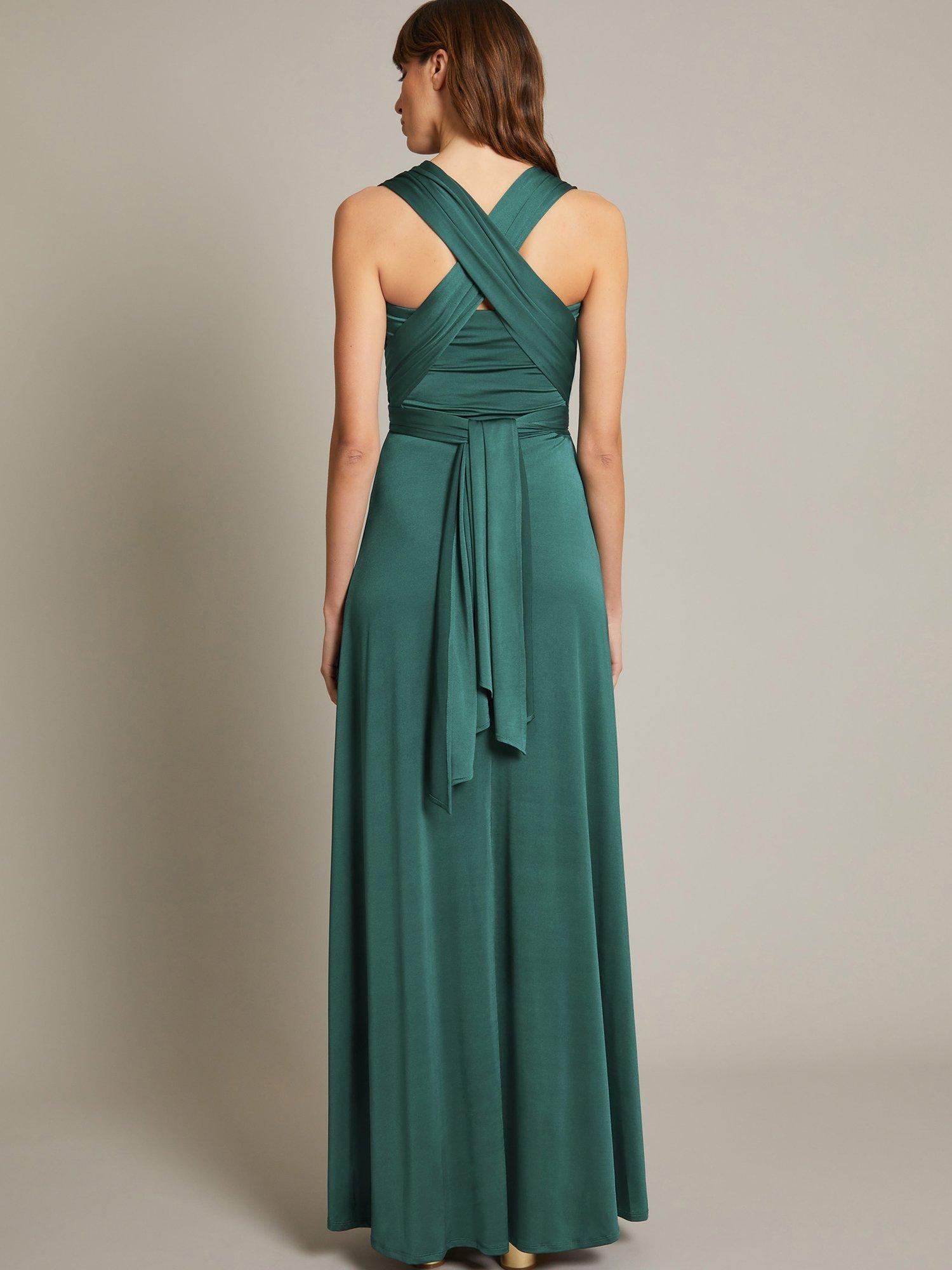 Product image 3 of 5, which shows Monsoon Thea Multiway Bridesmaid Dress, Dark Green, 8
