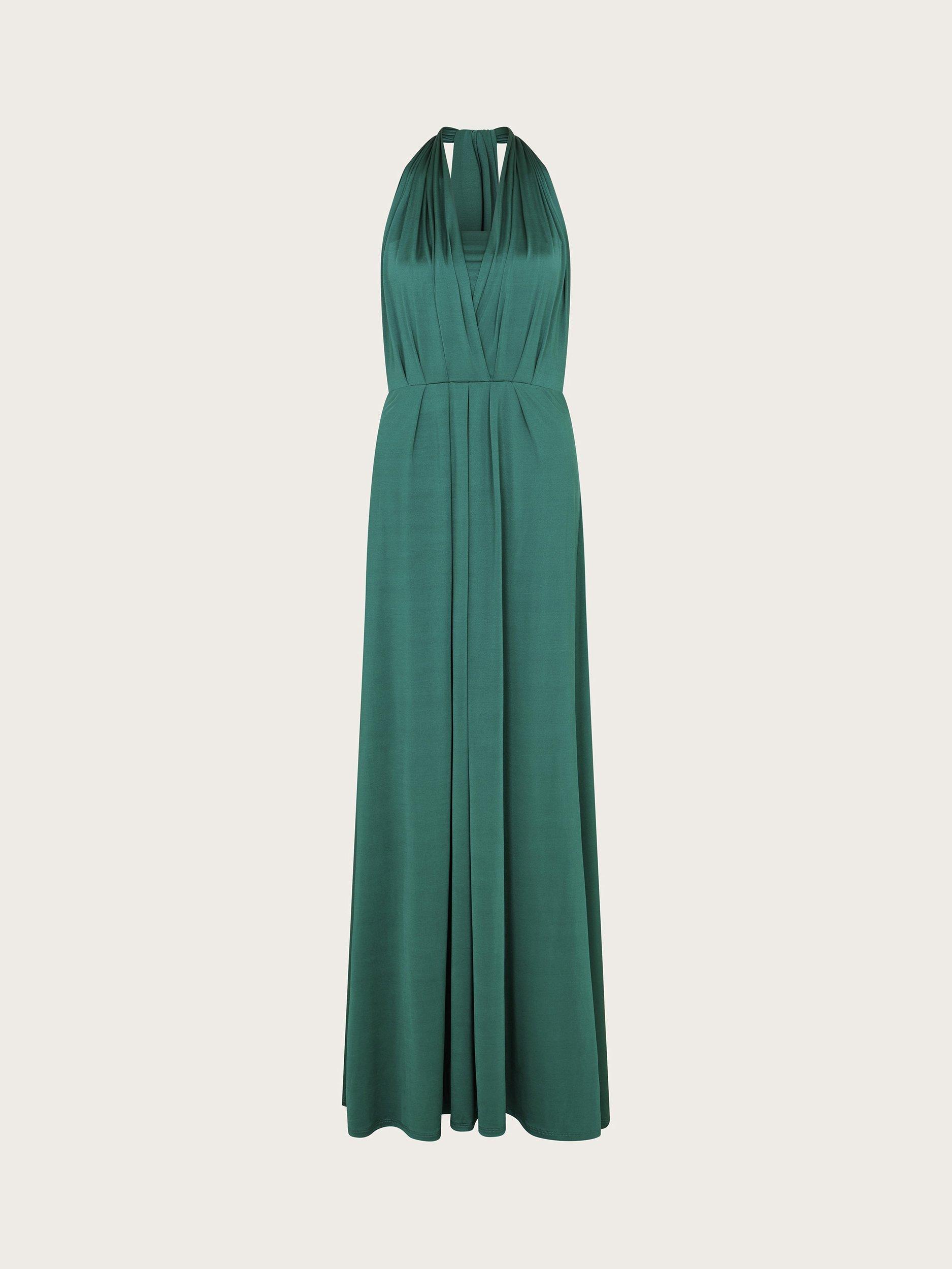 Product image 5 of 5, which shows Monsoon Thea Multiway Bridesmaid Dress, Dark Green, 8