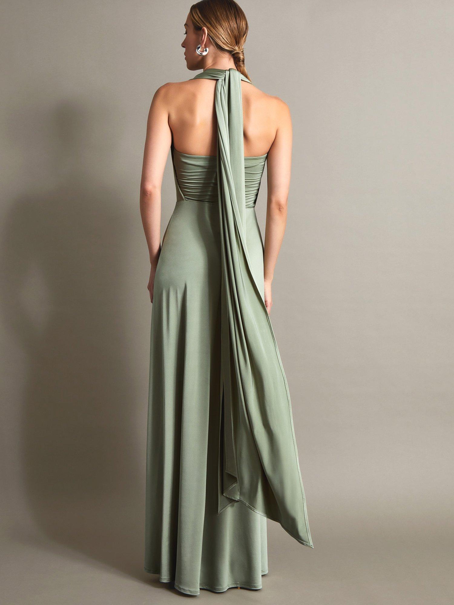 Product image 2 of 5, which shows Monsoon Thea Multiway Bridesmaid Dress, Mid Green, 6