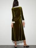 Monsoon Vali Velvet Dress, Olive